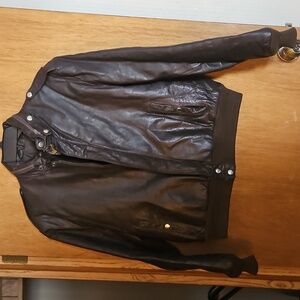 American Eagle 40 Leather Aviator Jacket Brown Vintage